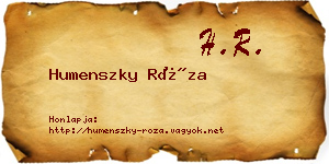 Humenszky Róza névjegykártya